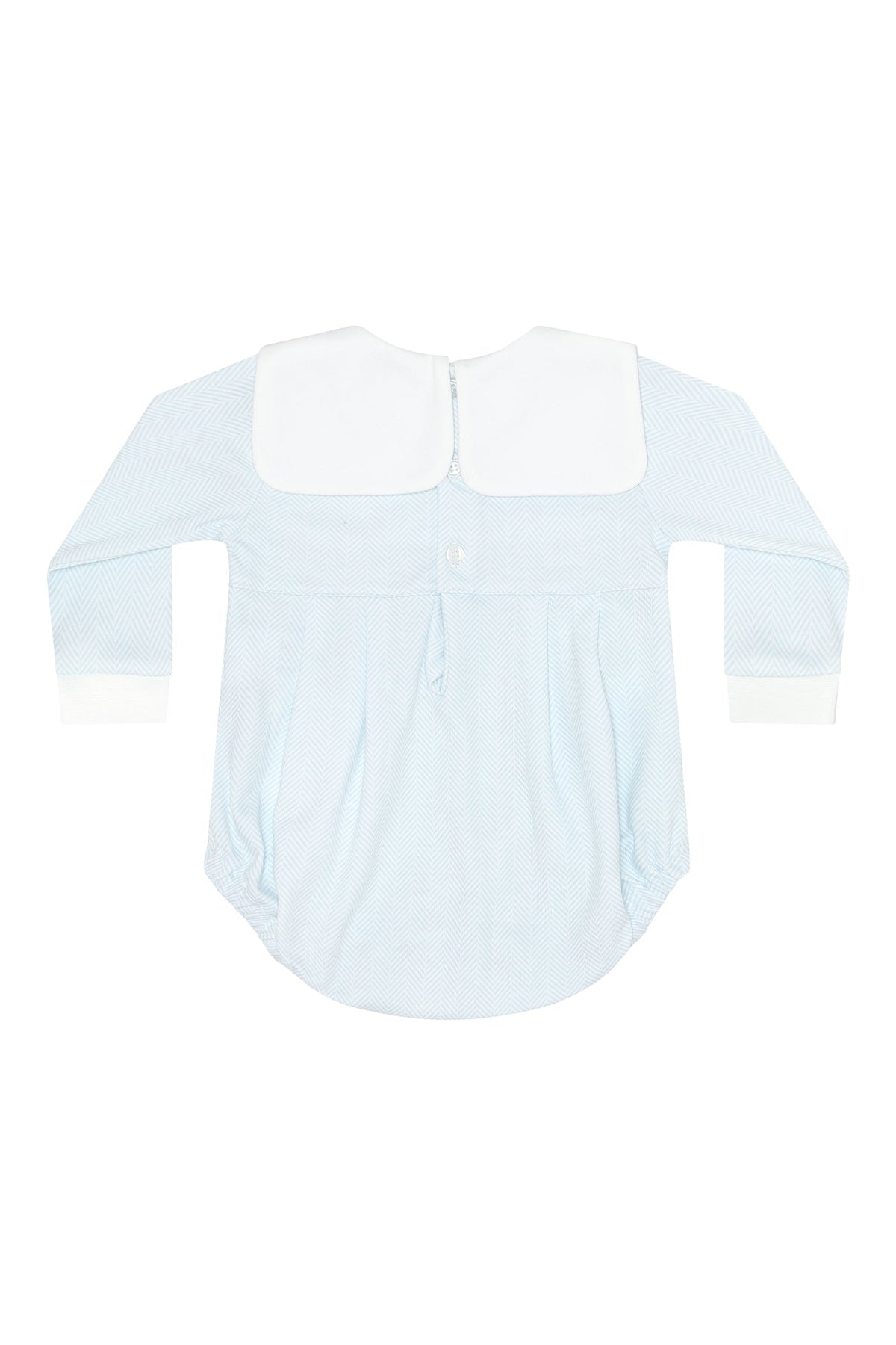 Blue Herringbone Embroidered Bubble LS