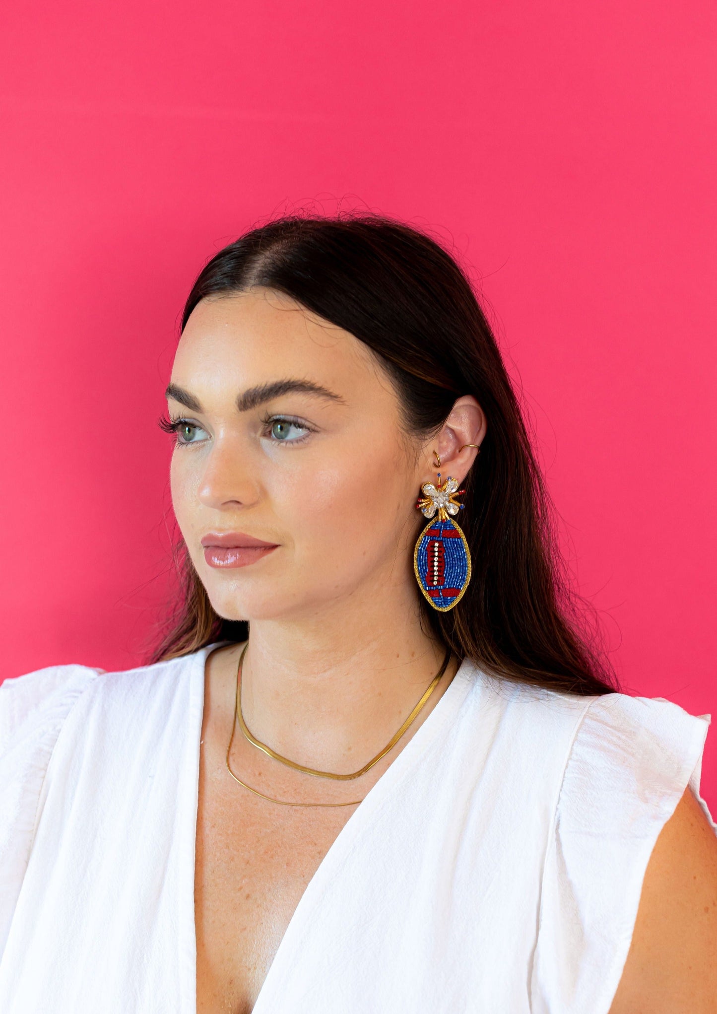 Football Burst Earrings - Blue and Red