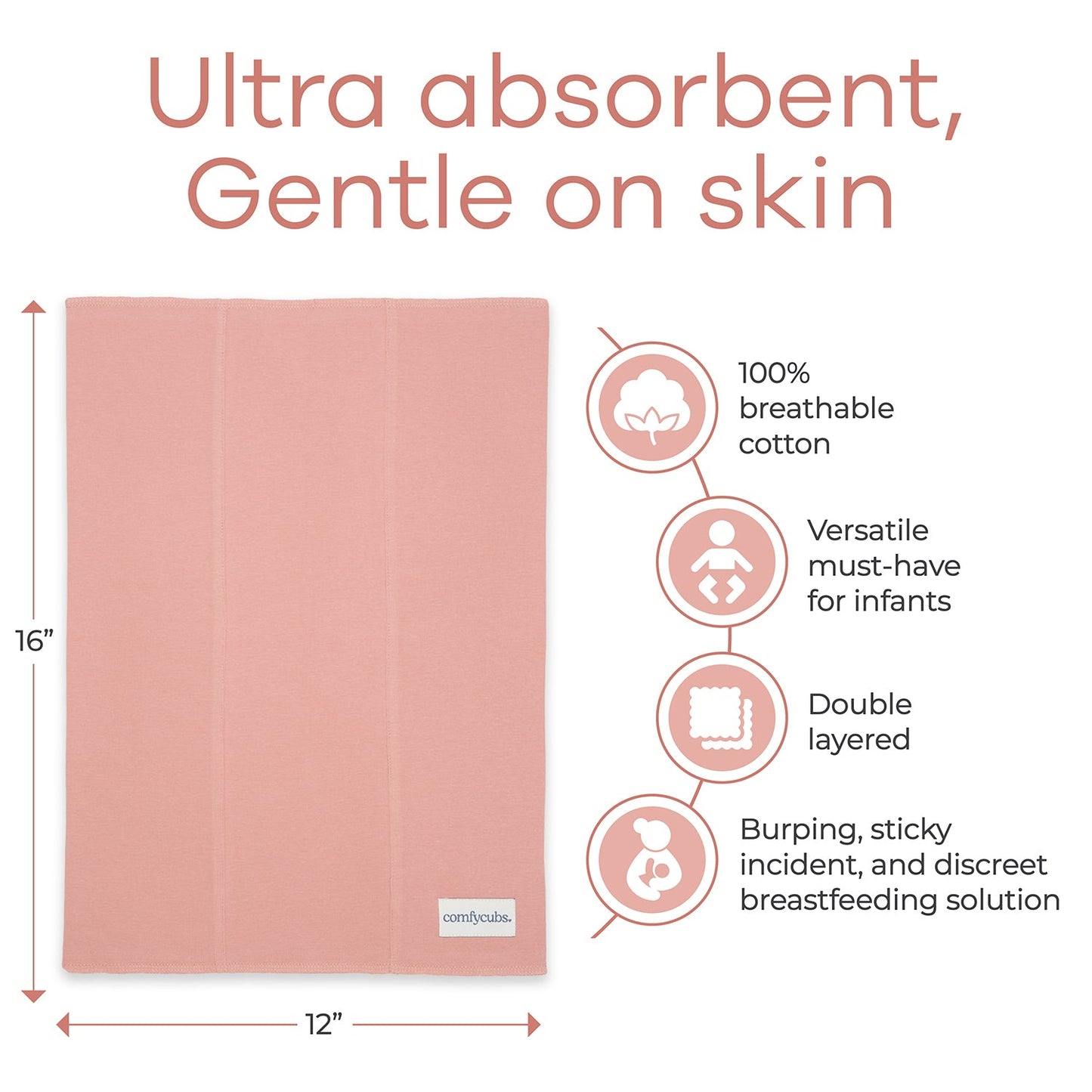 Cotton Burp Cloths in Bold Blush