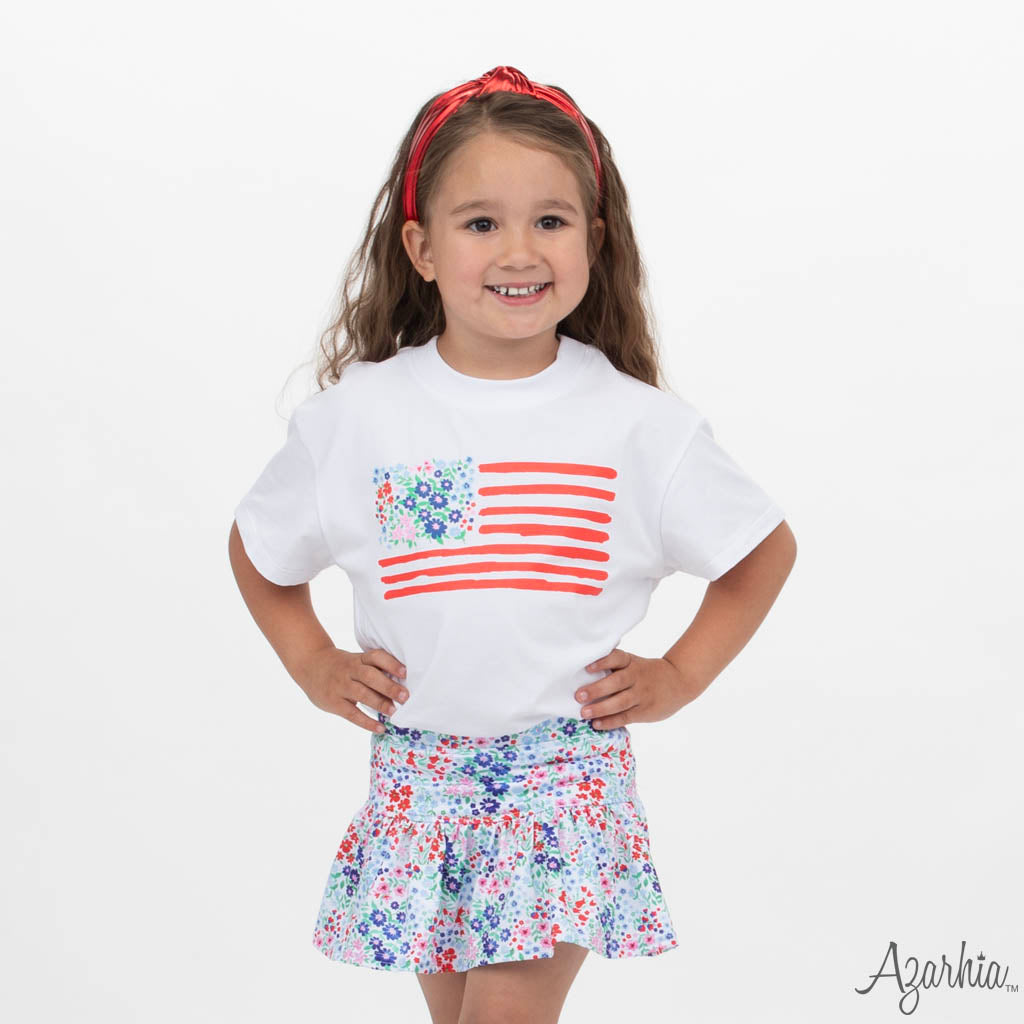 Liberty Flowers Screen Print on White Boxy T