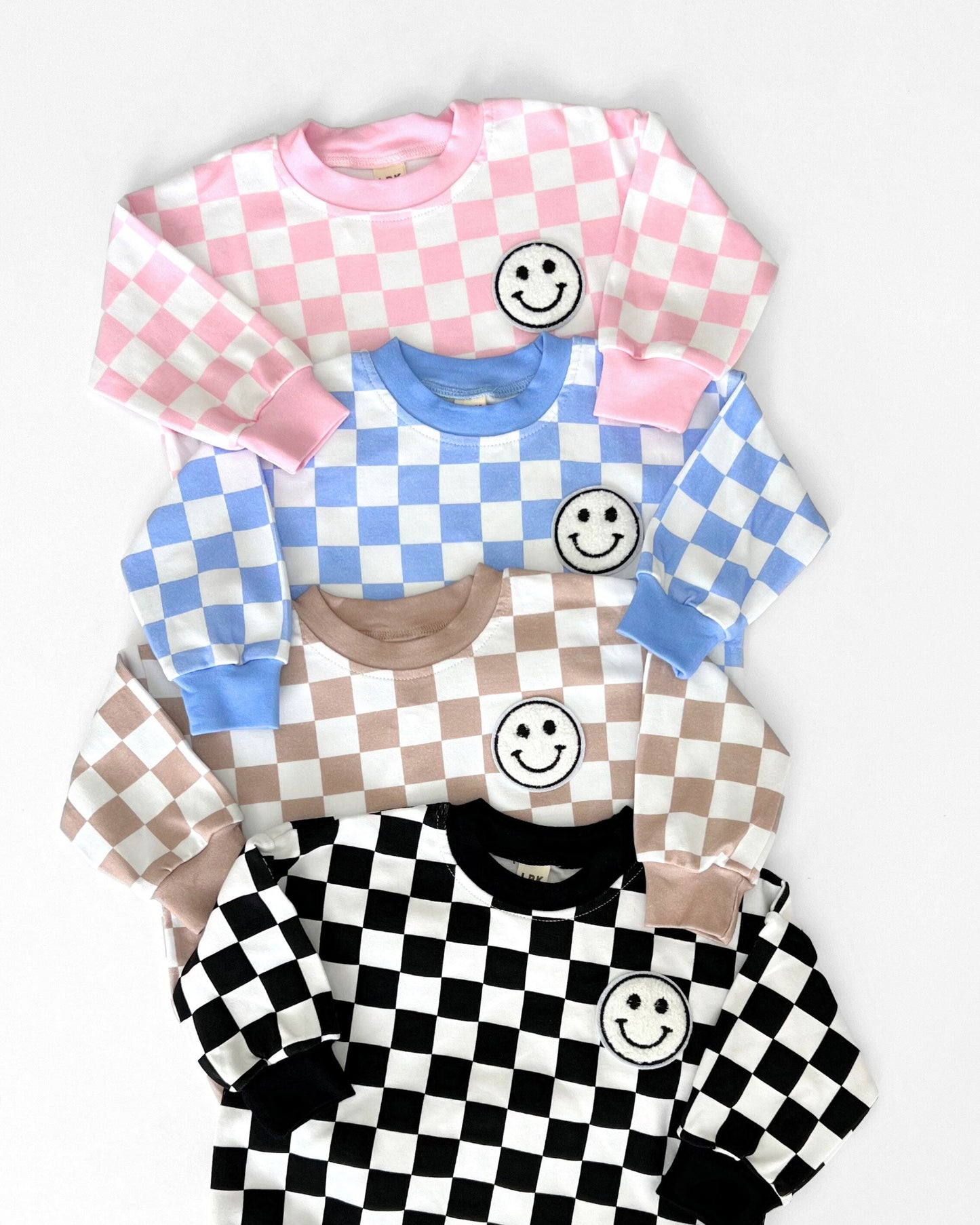 Bubble Romper | Checkered Smiley Black