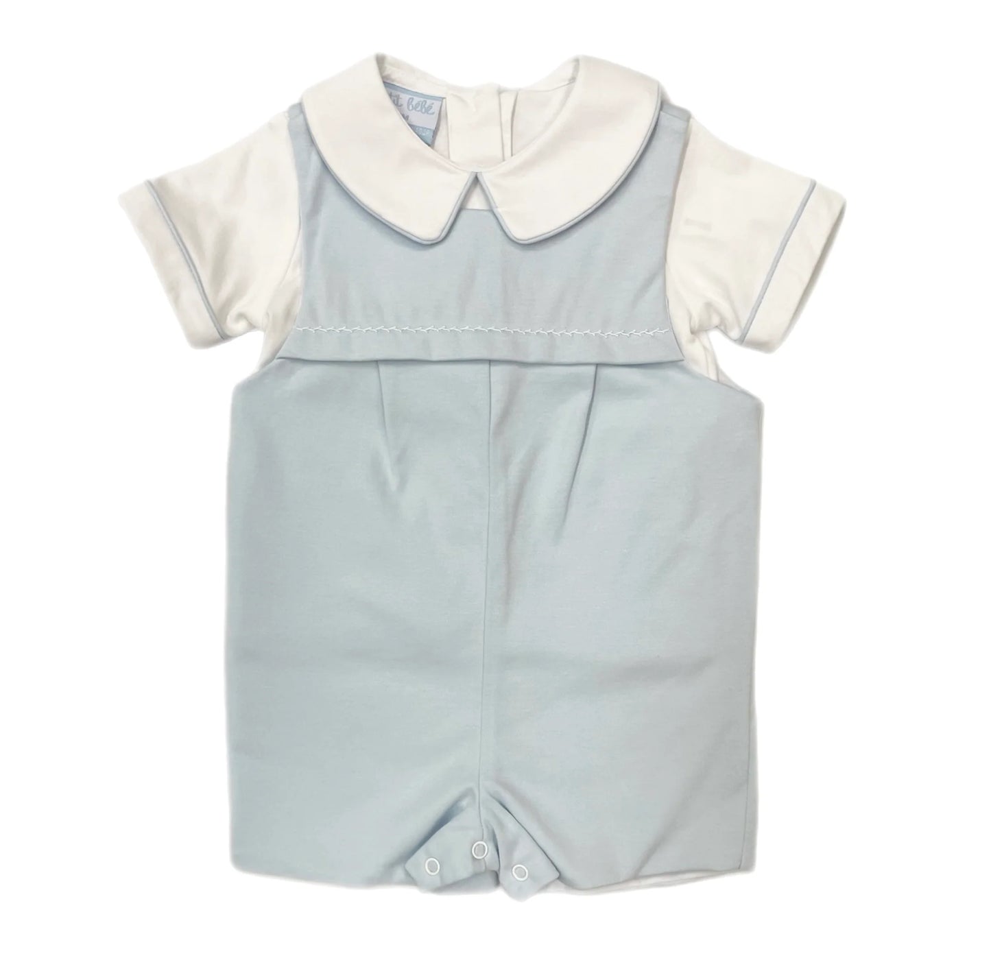 Petit Bebe Max Blue Knit Shortall w/ Shirt