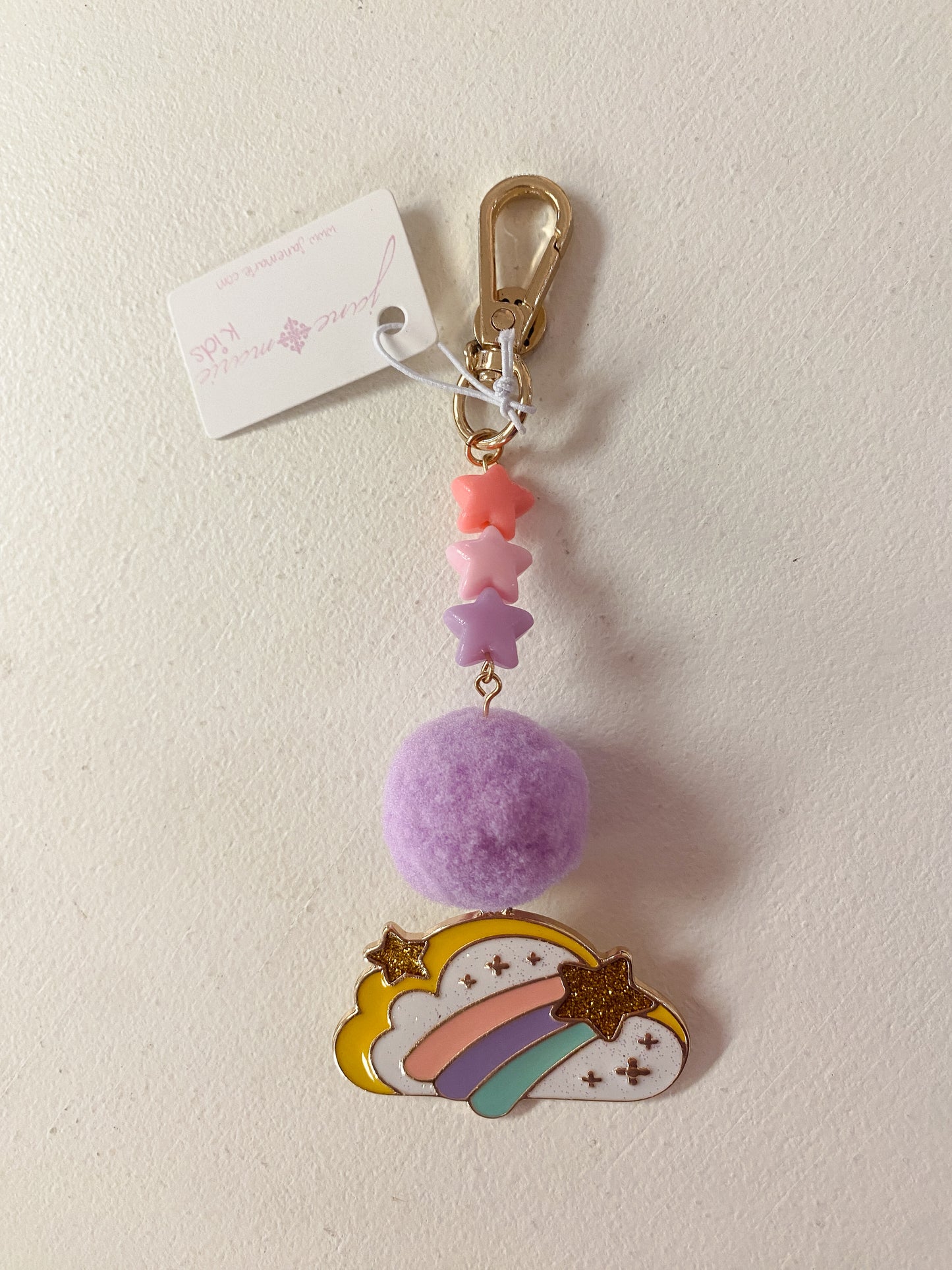 Rainbow Shooting Star Pom Keychain