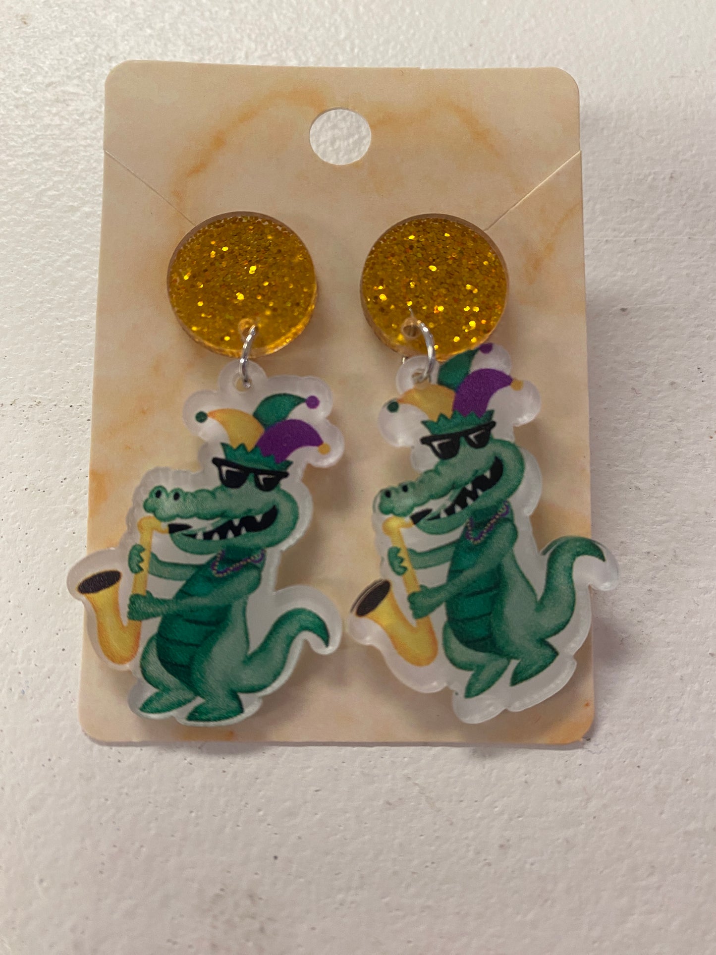 Alligator Mardi Gras Earrings