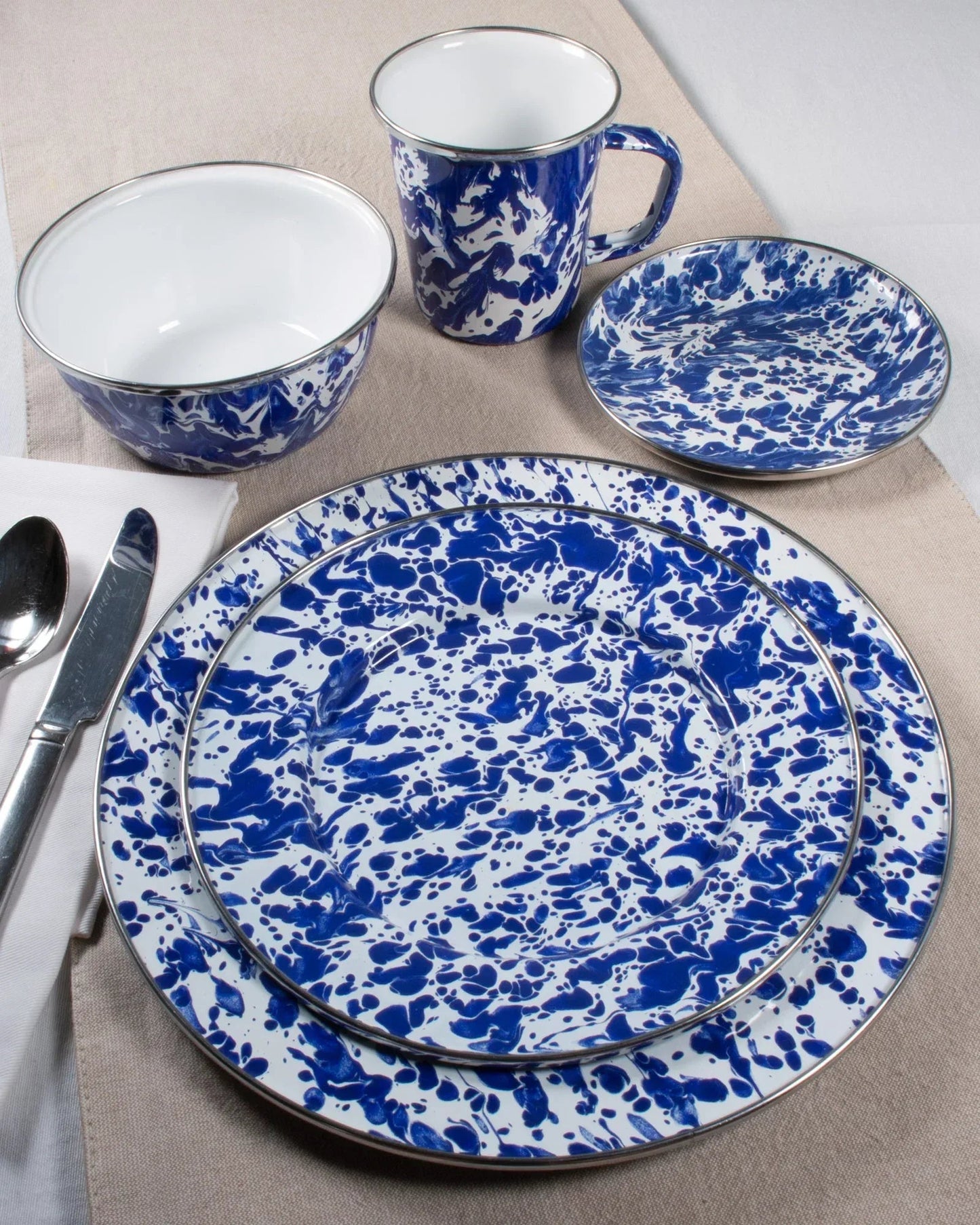 Cobalt Swirl 16 oz Latte Mugs - Set of 4