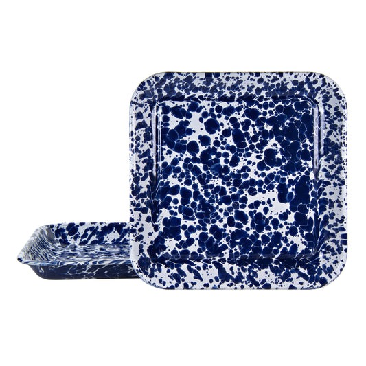 Cobalt Swirl Sqaure Trays - Set of 2