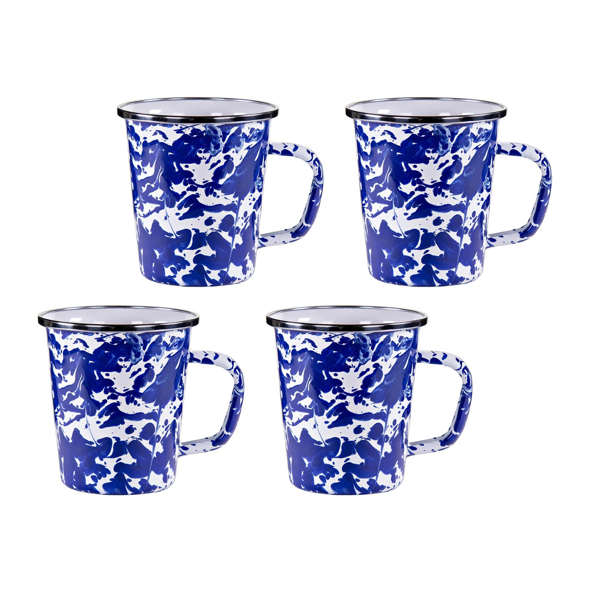 Cobalt Swirl 16 oz Latte Mugs - Set of 4