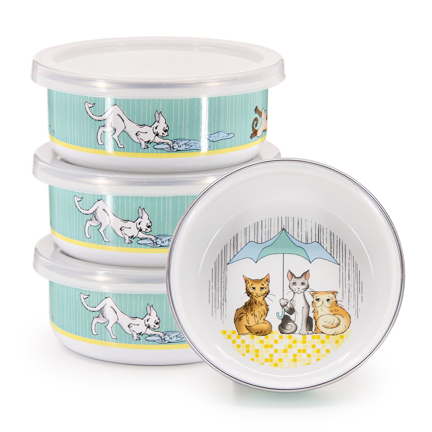 Raining Cats And Dogs Child Bowls - Set of 4