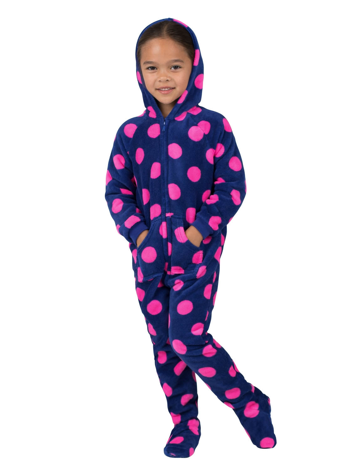 Navy Pink Polka Toddler Hoodie Chenille Onesie
