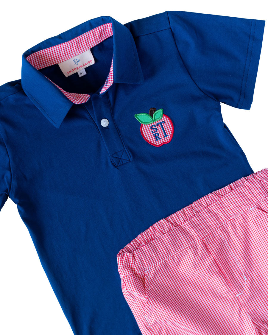 Apple Applique Shorts Set- FINAL SALE