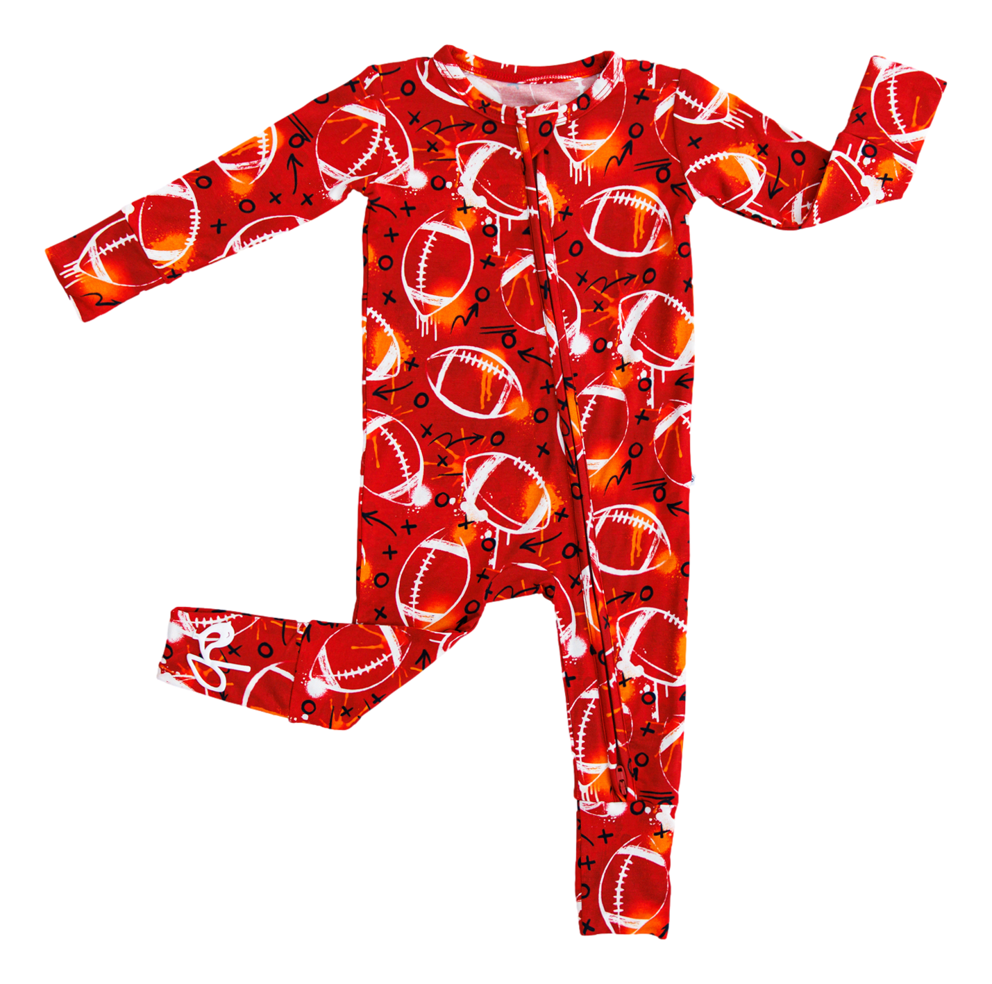 Graffiti Football Convertible Romper : RED AND ORANGE