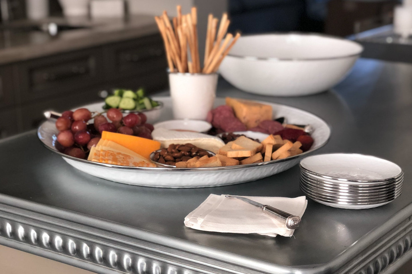White Solid Appetizer Plates - Set of 4