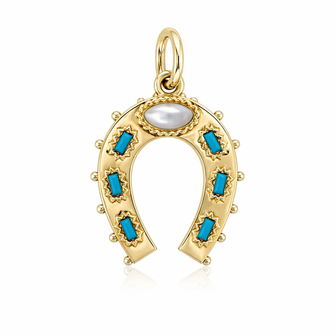 Turquoise Horseshoe Charm