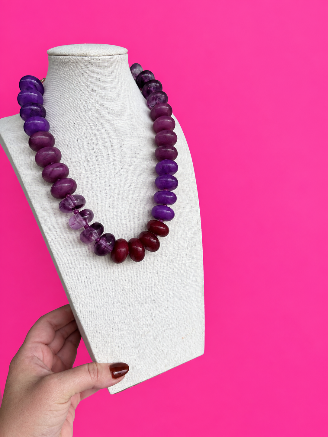 Circle Bead Necklace - Fall - Shades of Purple