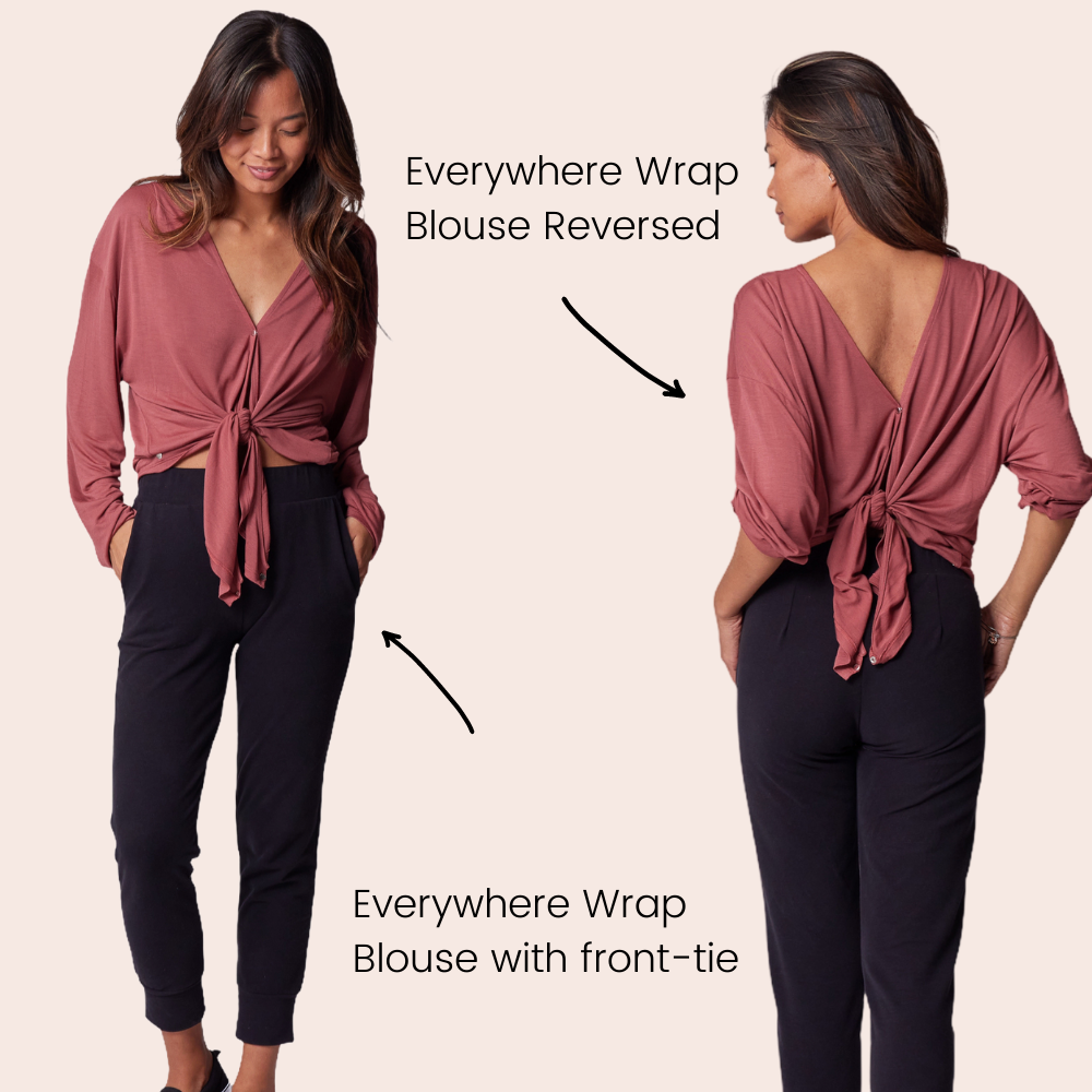 Nursing & Maternity Everywhere Long-Sleeve Wrap Blouse - Terra