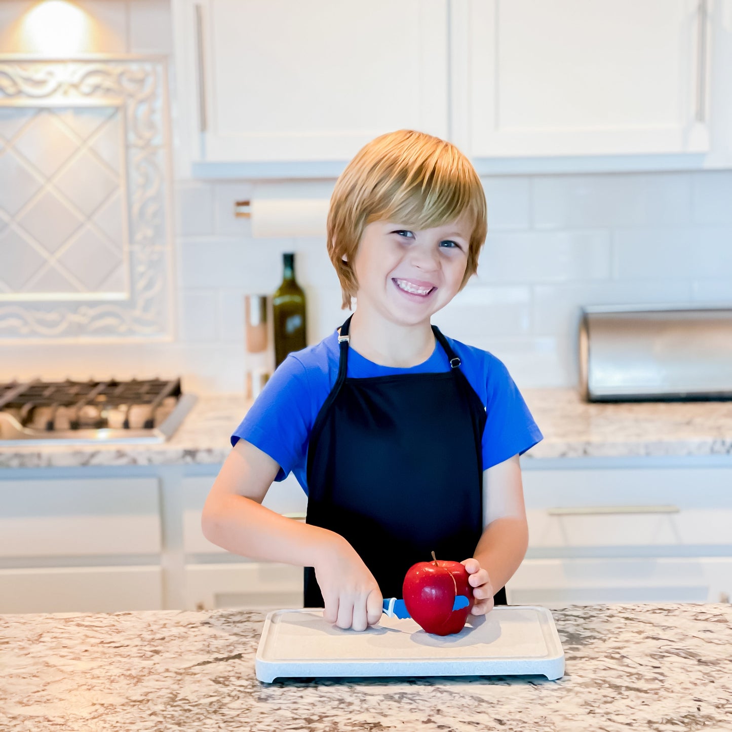 Solid Black Minimalist Apron - fits sizes youth small through adult 2XL