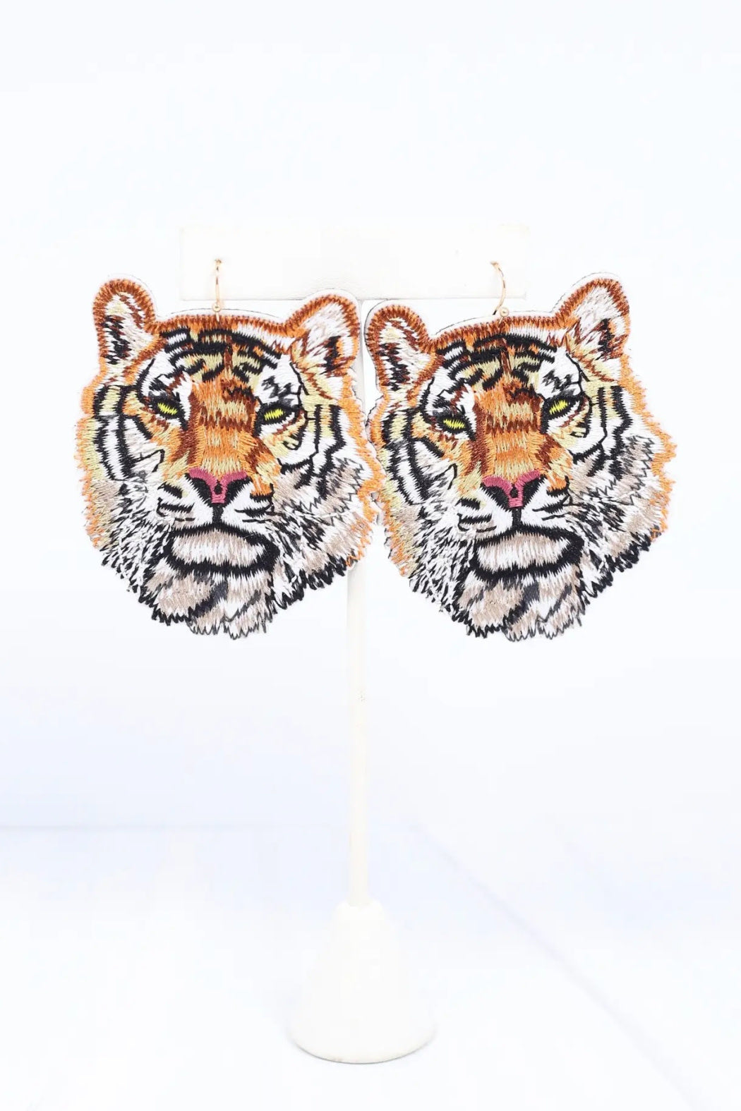 Embroidered Tiger Earrings