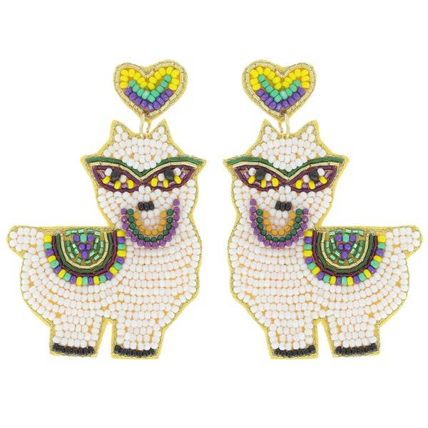 Mardi Gras Llama Earrings