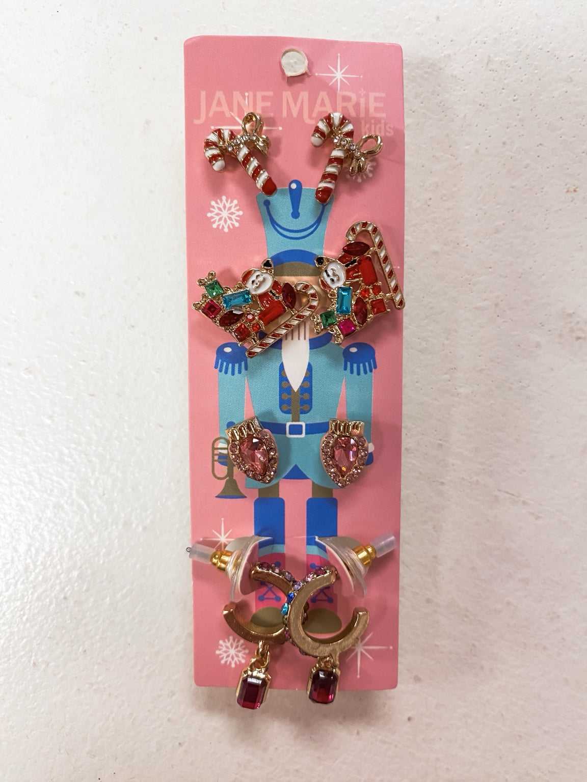 Kids Holiday Sparkle Earring Set – 4 Pair Mix & Match Christmas Studs & Hoops