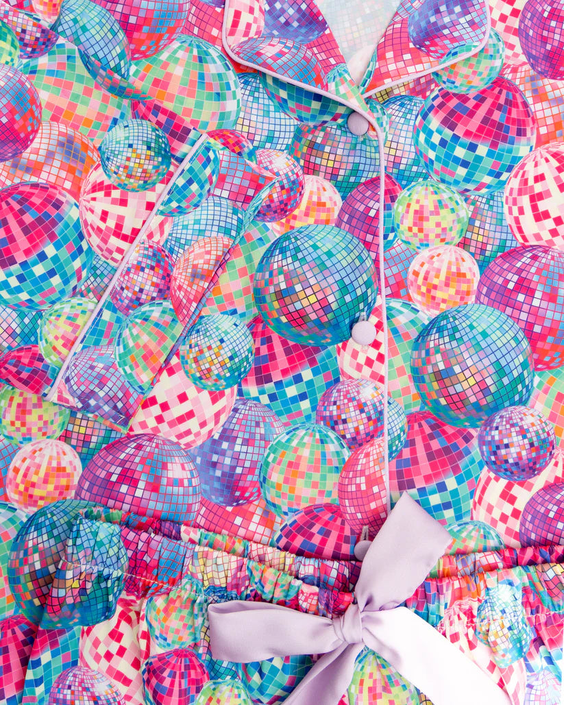 Kids Silky Disco Queen Pajama Set – Girls Short Sleeve Lounge Set