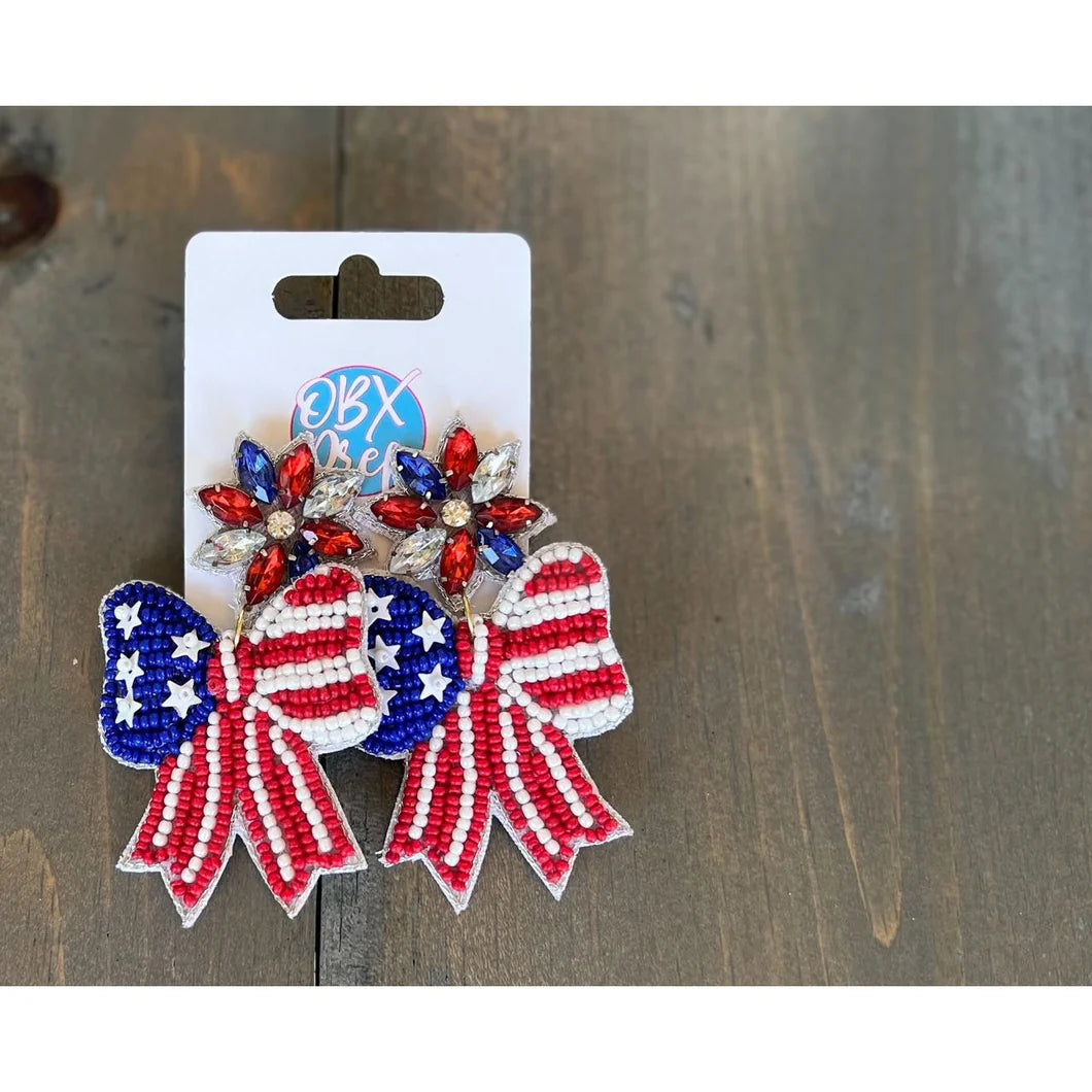 Patriotic Bow Earrings