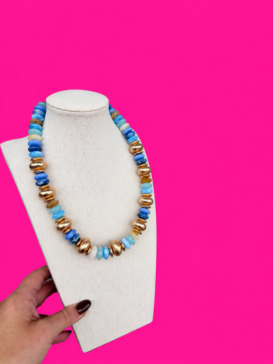 Chunky Statement Necklace - Blue