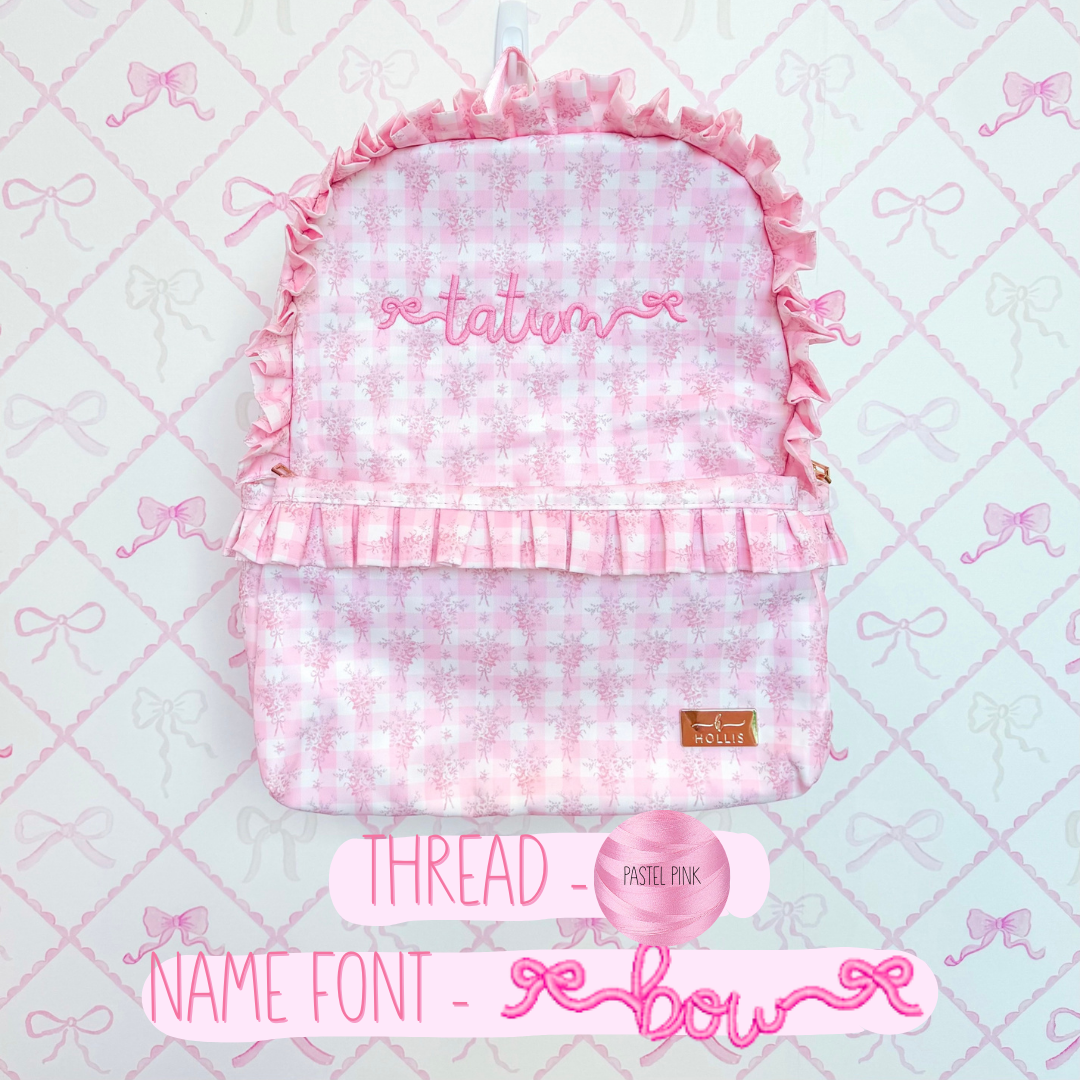 Nude Plaid Ruffled Nylon Backpack