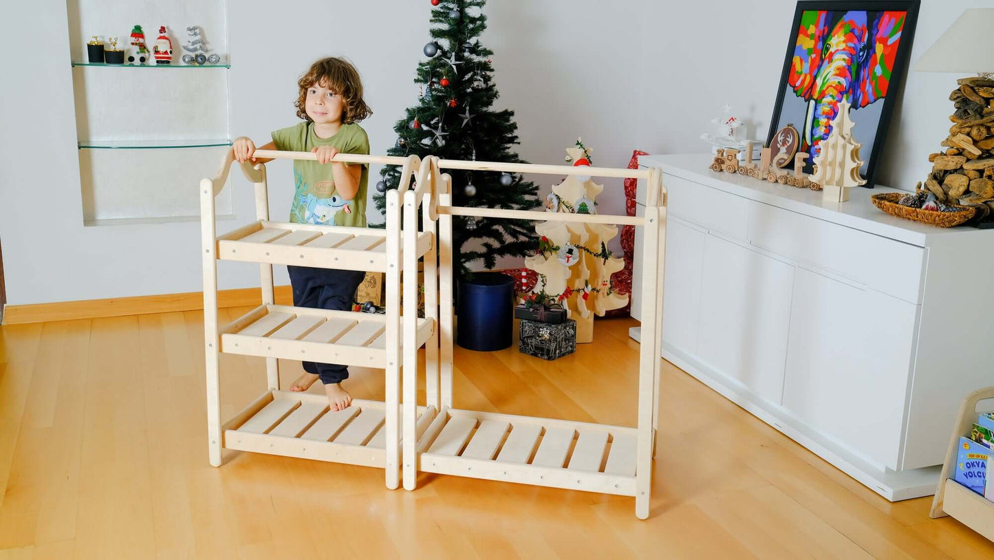 Montessori Wooden Wardrobe Set: Ideal Child Clothing Organizer