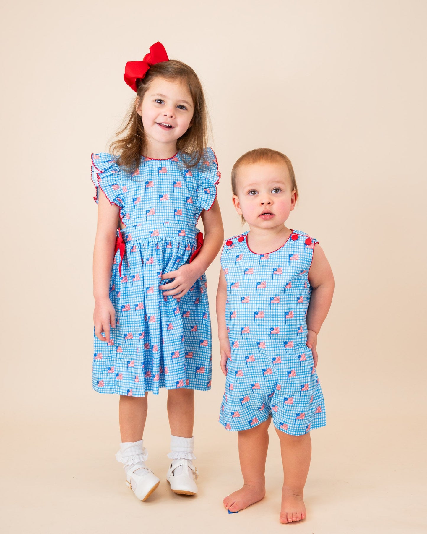American Flag Gingham Print Jumper- FINAL SALE
