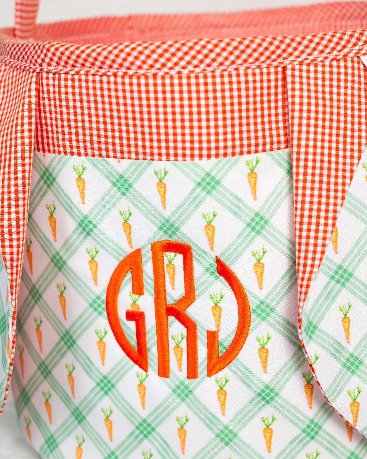 Easter Basket in Carrot Patch Plaid-FINAL SALE