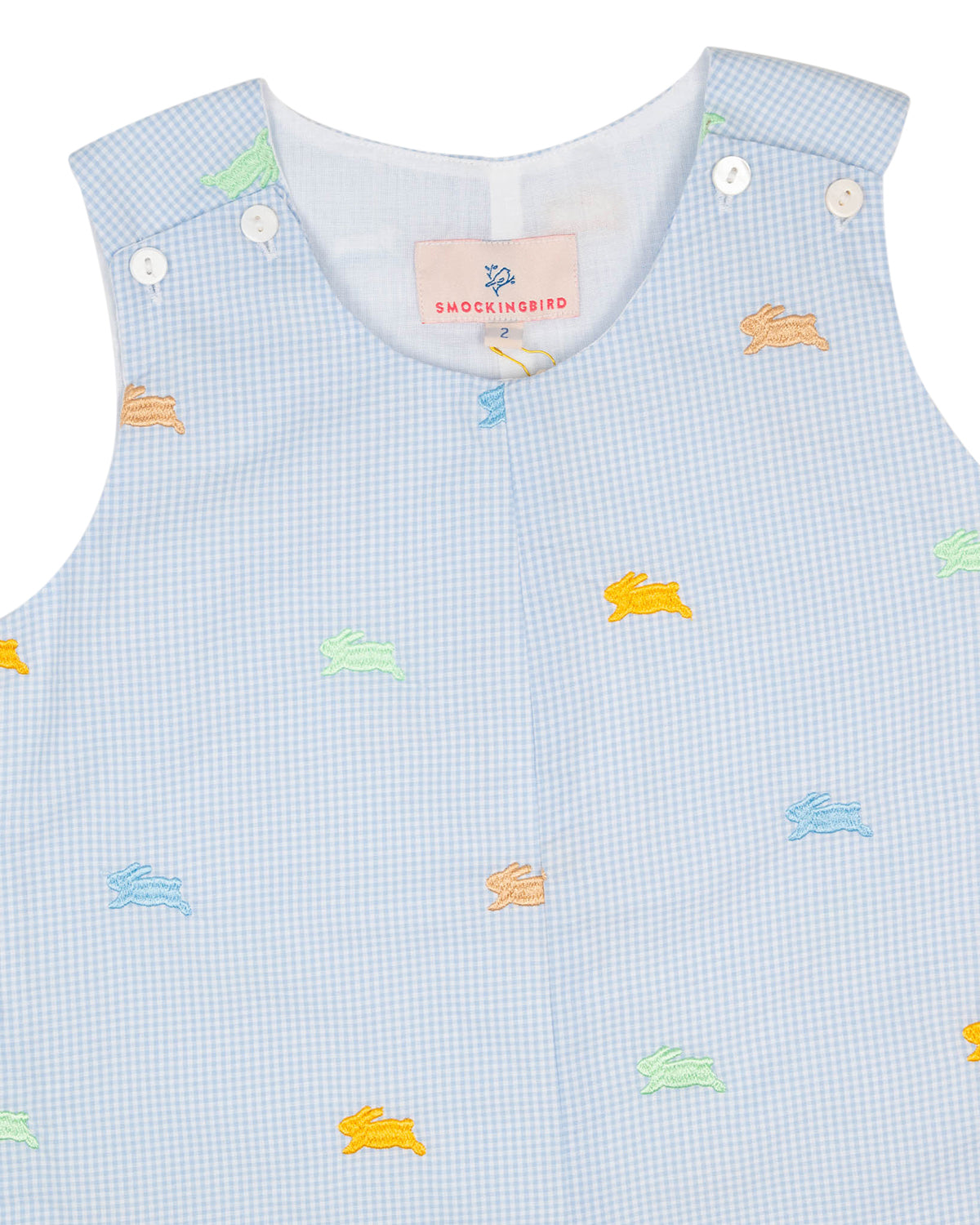 Colorful Bunnies Embroidered Shortall