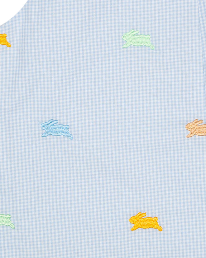 Colorful Bunnies Embroidered Shortall- FINAL SALE