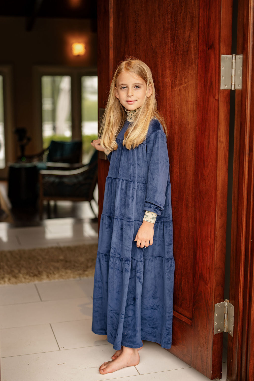 Velour Robe- Navy