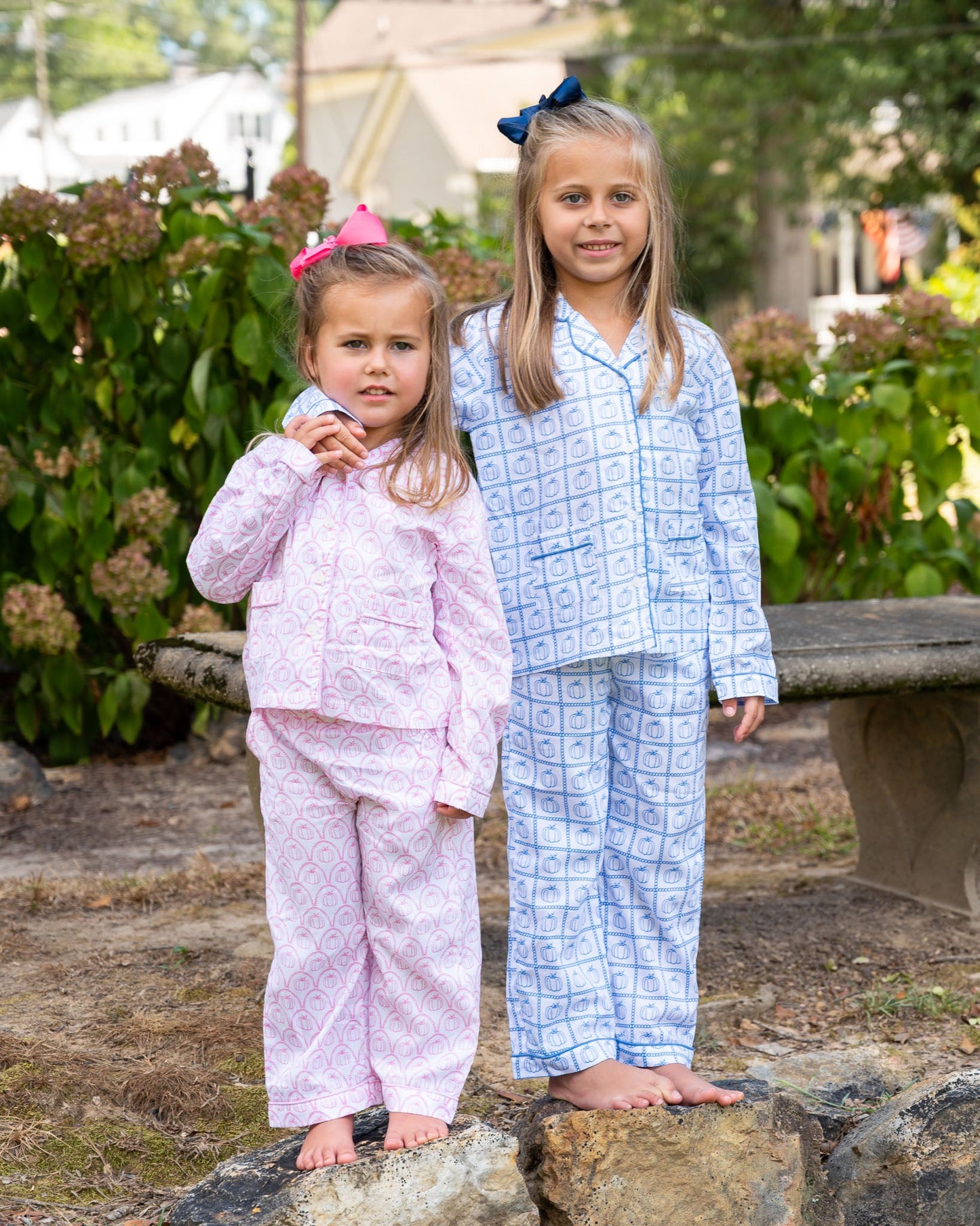 Pink Pumpkin Scallop Print Pajama Set