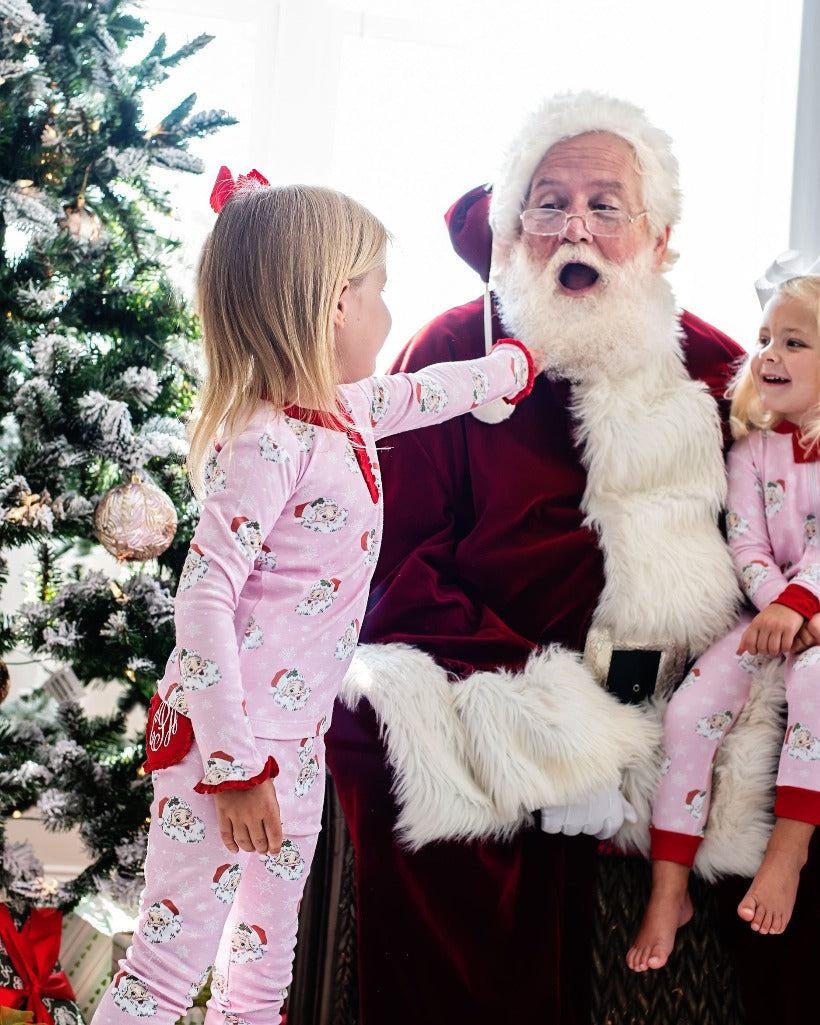 Vintage Santa Pink Knit Pajama Set