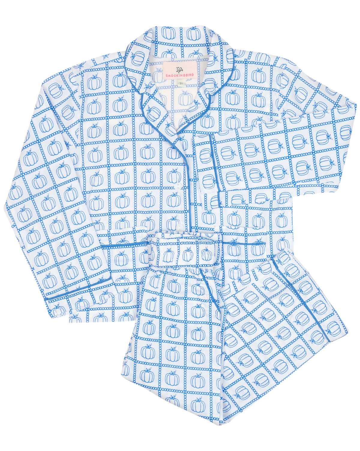 Blue Pumpkin Check Print Pajama Set