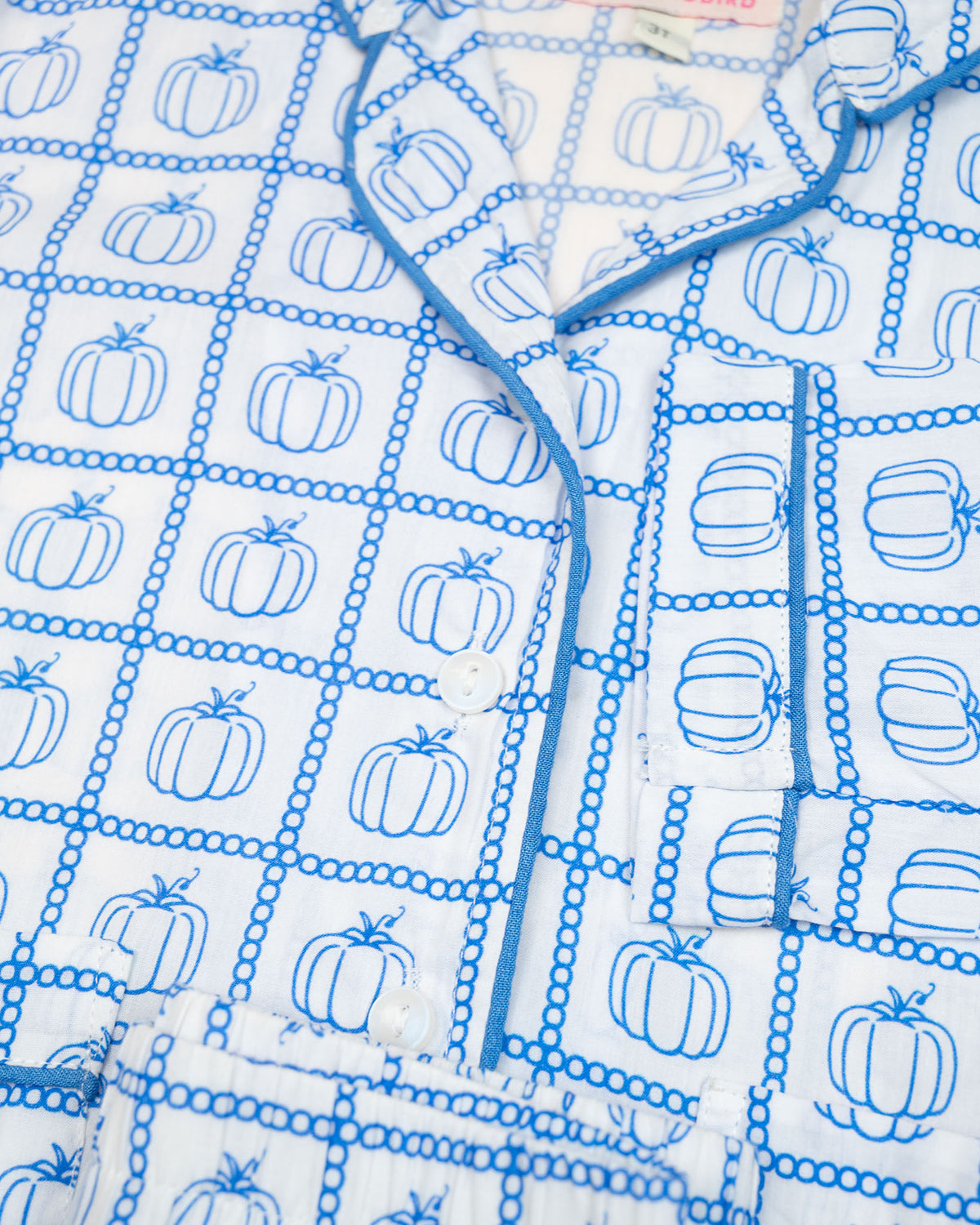 Blue Pumpkin Check Print Pajama Set