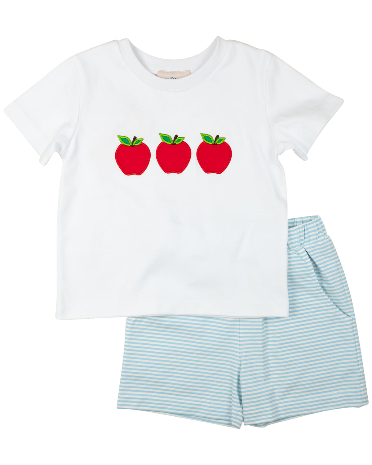 Light Blue Apple Knit Shorts Set- FINAL SALE