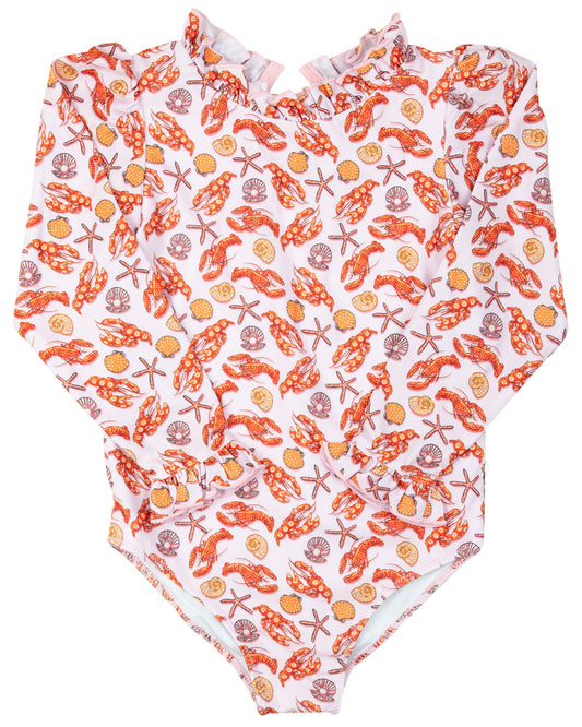 Red as a Lobster Long Sleeve One Piece- FINAL SALE