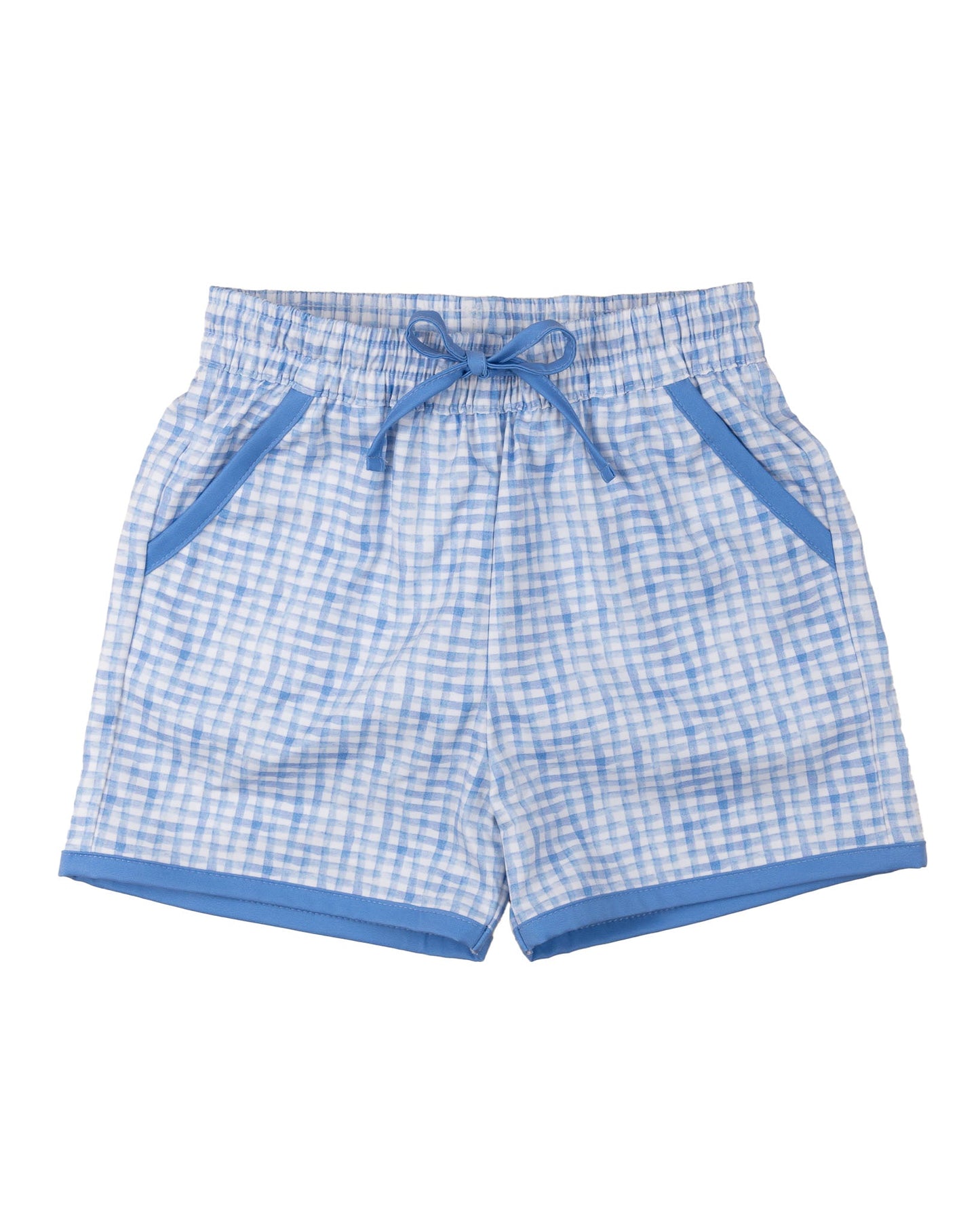 Blue Watercolor Plaid Swim Trunks-FINAL SALE
