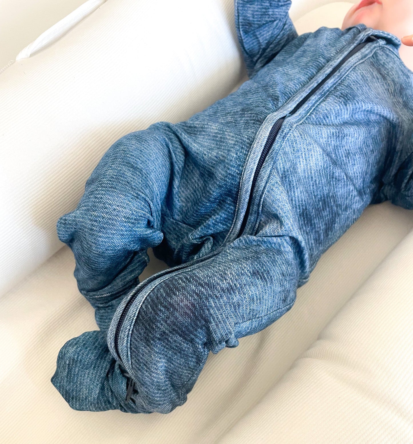 Denim Print Zip Footie