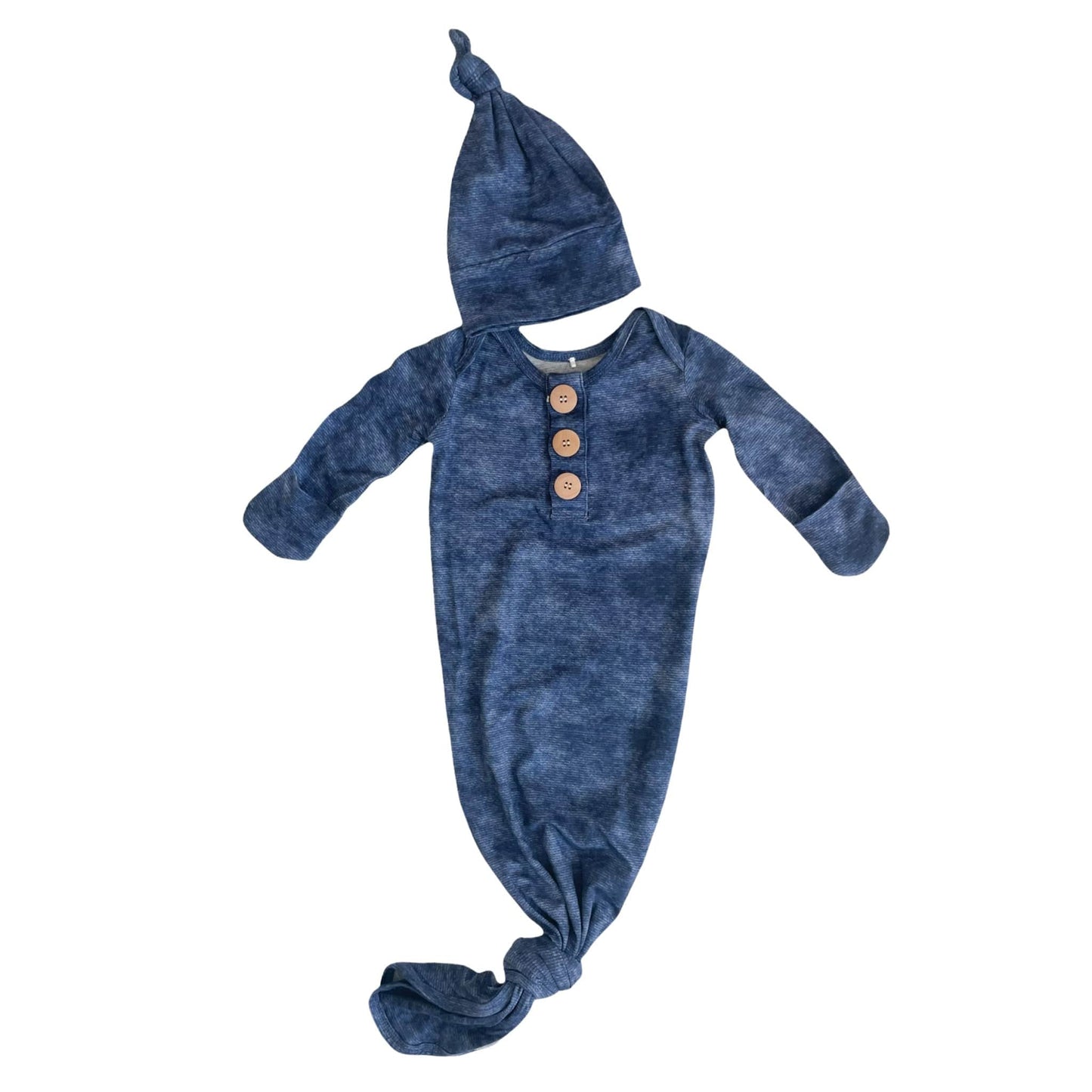 Denim Print Knot Gown & Hat