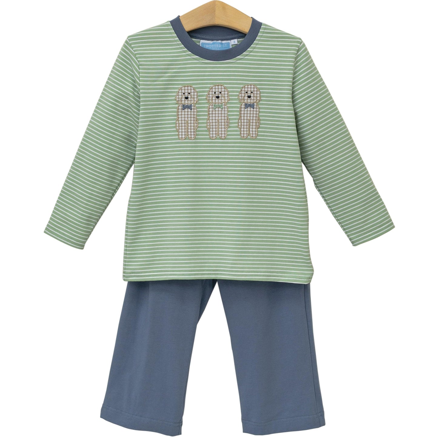 Puppy Dog Applique Boys Long Sleeve Top & Pants Set