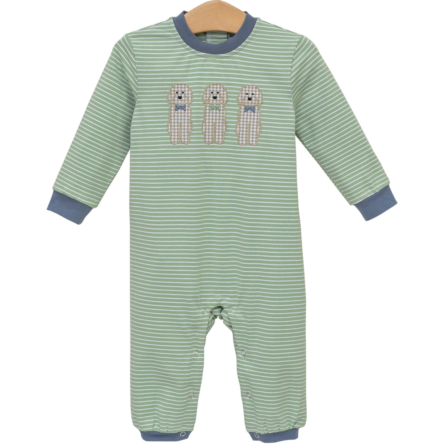 Puppy Dog Applique Baby Boy Long Sleeve Romper