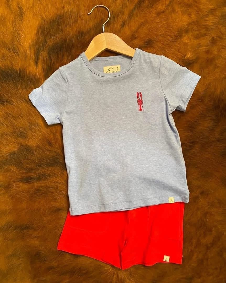 Blue Lobster Embroidered Tee