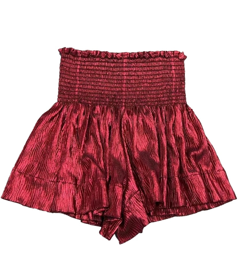 Queen of Sparkles Kids Dark Red Wavy Swing Shorts