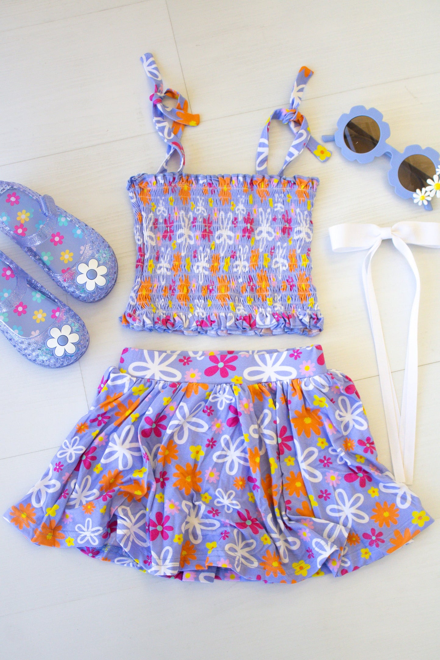 Bamboo Skirt Set - Purple Peony