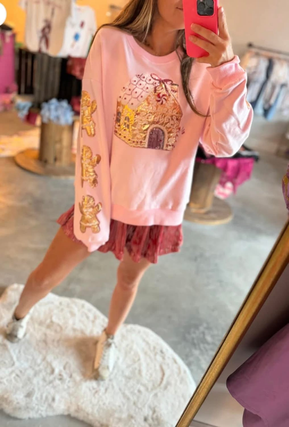 Gingerbread House Sequin Sweatshirt – Girls Holiday Pullover