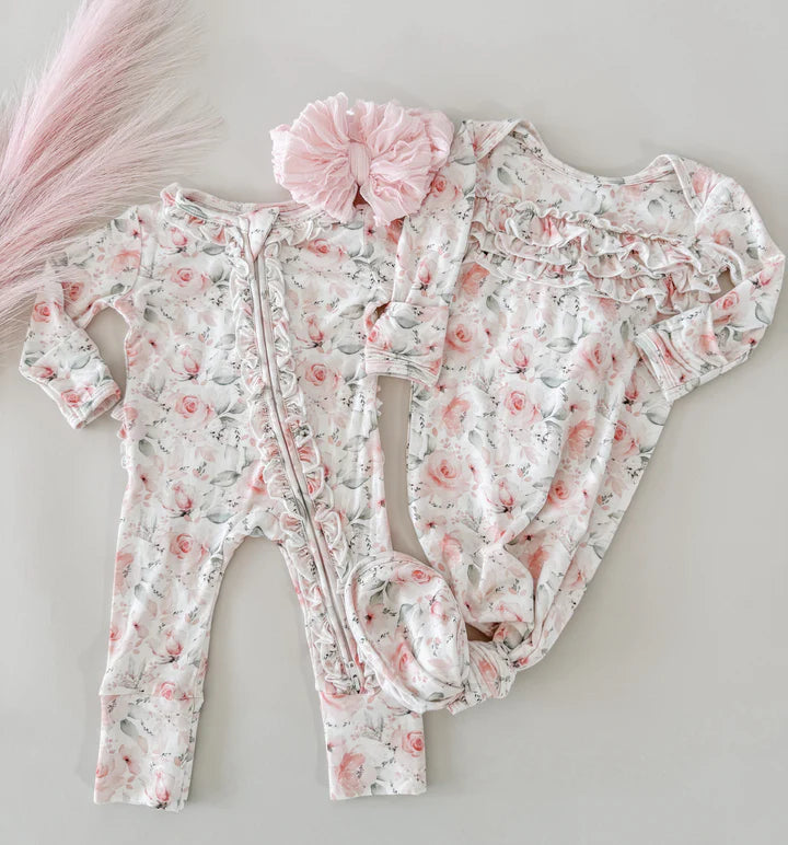 Rosy Ruffle Zip Footie