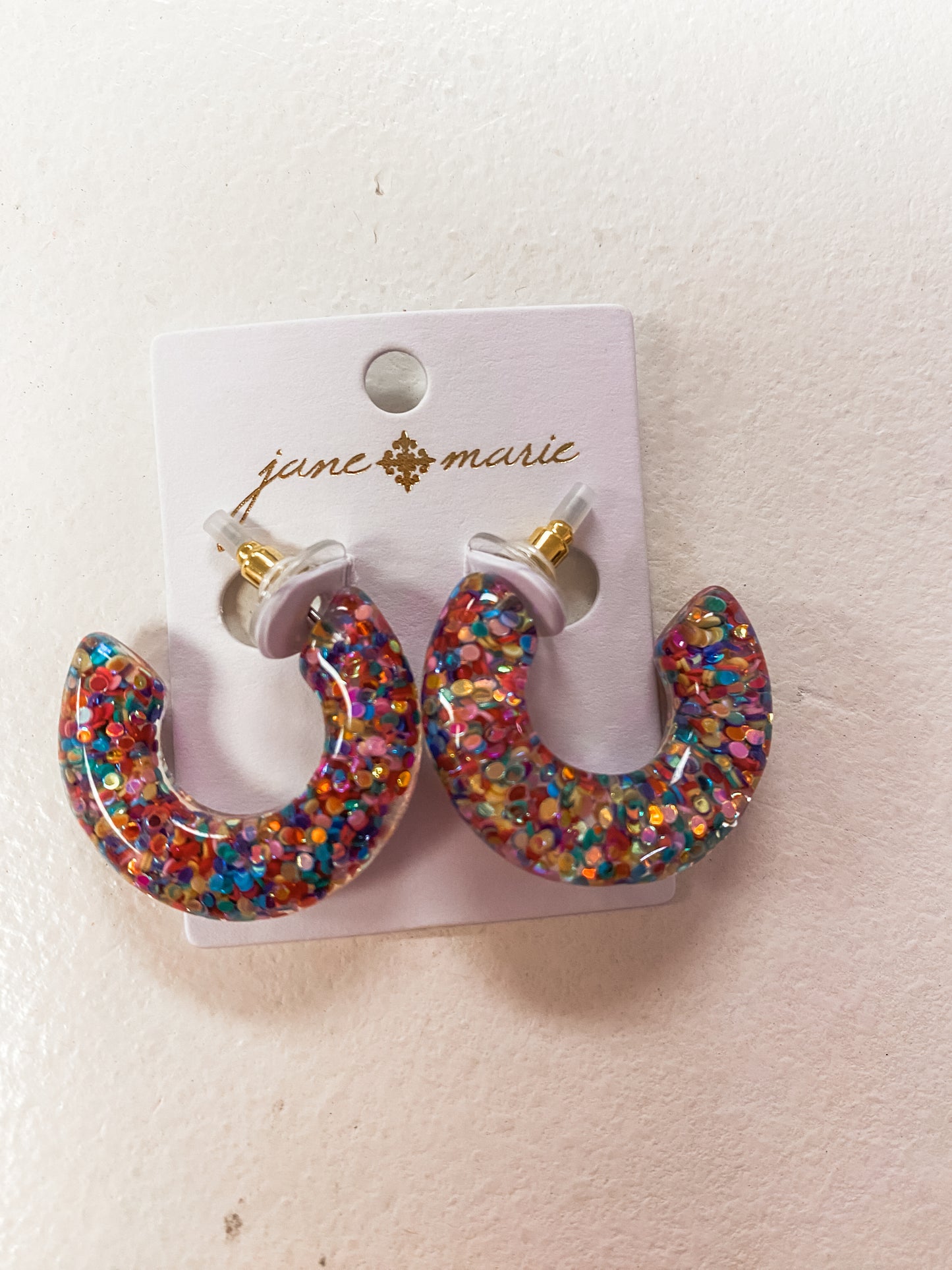 Confetti Glitter Resin Hoop Earrings